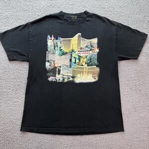 Vintage 90s MGM Mirage Las Vegas Casino T Shirt Black XL Bellagio Mandalay Hotel